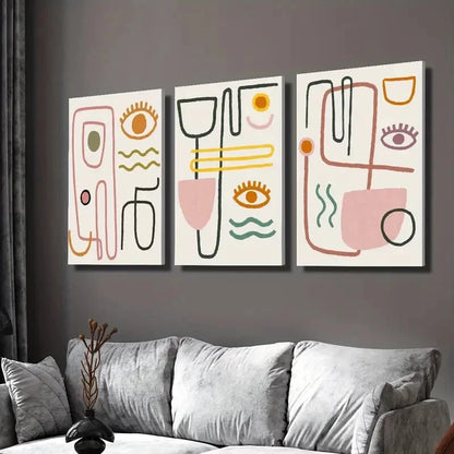 3pcs  Minimalist Line Drawings of Human Faces Wall Art Set Canvas Framed 40x60cm - High Quality Print 100% Australian Made Wall Canvas Ready to Hang