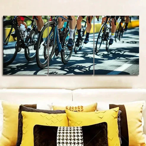 3pcs A Bicycle race Wall Art Canvas Unframed - High Quality Print 100% Australian Made Wall Canvas