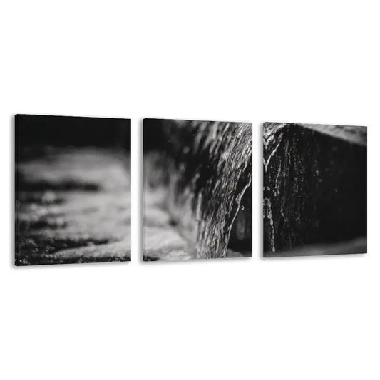 3pcs Black and White Urban Water Feature   Wall Art Set Canvas Framed 60x90cm - High Quality Print 100% Australian Made Wall Canvas Ready to Hang