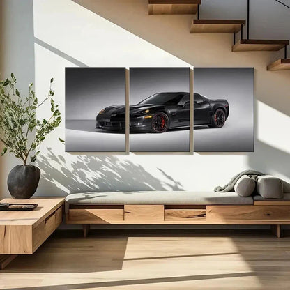 3pcs Black Color Super Car Modern Vehicle Wall Art Set Canvas Framed 40x60cm - High Quality Print 100% Australian Made Wall Canvas Ready to Hang