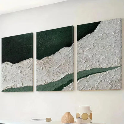 3pcs Abstract Green & White Painting Wall Art Set Canvas Unframed - High Quality Print 100% Australian Made Wall Canvas