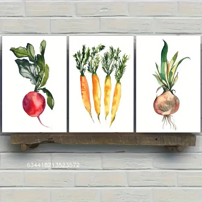 3pcs Beet Carrot Print Vegetable art poster Metal Print Ready to Hang Art