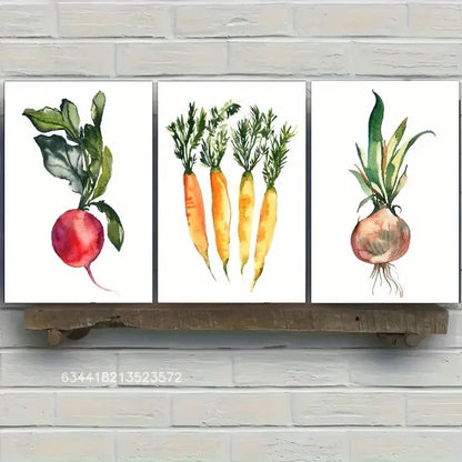 3pcs Beet Carrot Print Vegetable art poster Metal Print Ready to Hang Art