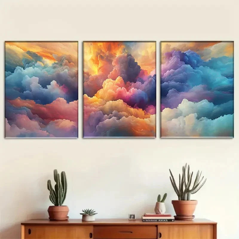 3pcs Essential Three-Piece Cloud Sky Metal Print Ready to Hang Art