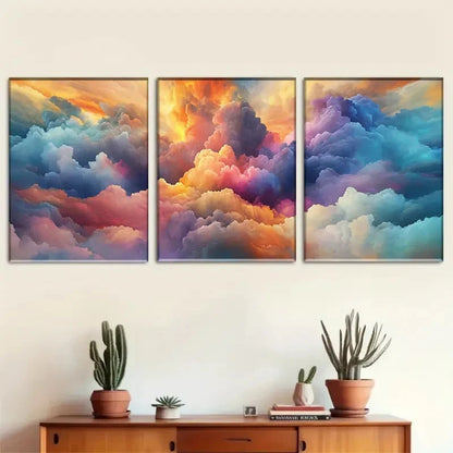3pcs Essential Three-Piece Cloud Sky Metal Print Ready to Hang Art