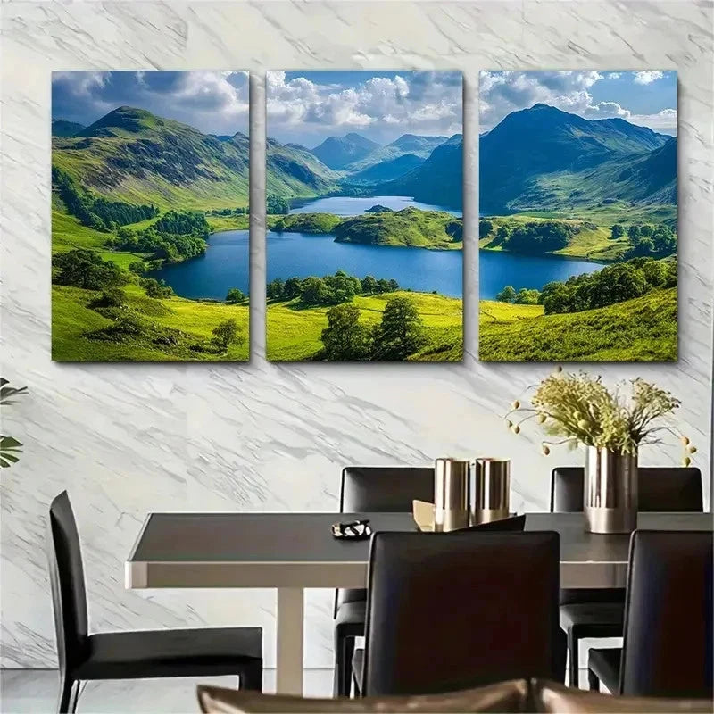 3pcs Lake District Travel District Perfect Wall Art Set Canvas Framed 40x60cm - High Quality Print 100% Australian Made Wall Canvas Ready to Hang