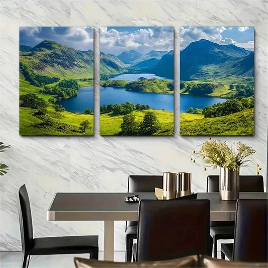 3pcs Lake District Travel District Perfect Wall Art Set Canvas Framed 40x60cm - High Quality Print 100% Australian Made Wall Canvas Ready to Hang