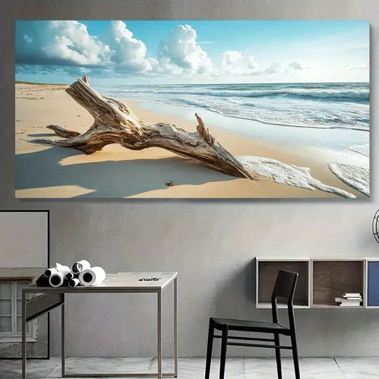 Abstract Sea Coastal Beach wall canvas office home room framed 120x60cm - Bella Home Decor