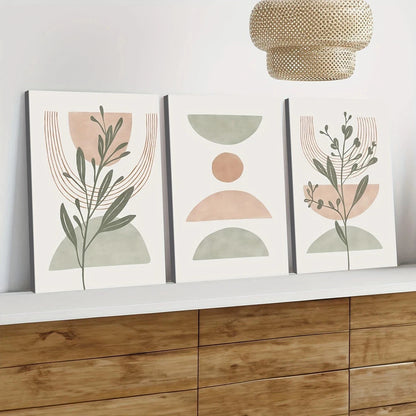 3pcs Sage Green Modern Abstract Blush Pink Green Wall Art Set Canvas Framed 40x60cm - High Quality Print 100% Australian Made Wall Canvas Ready to Hang