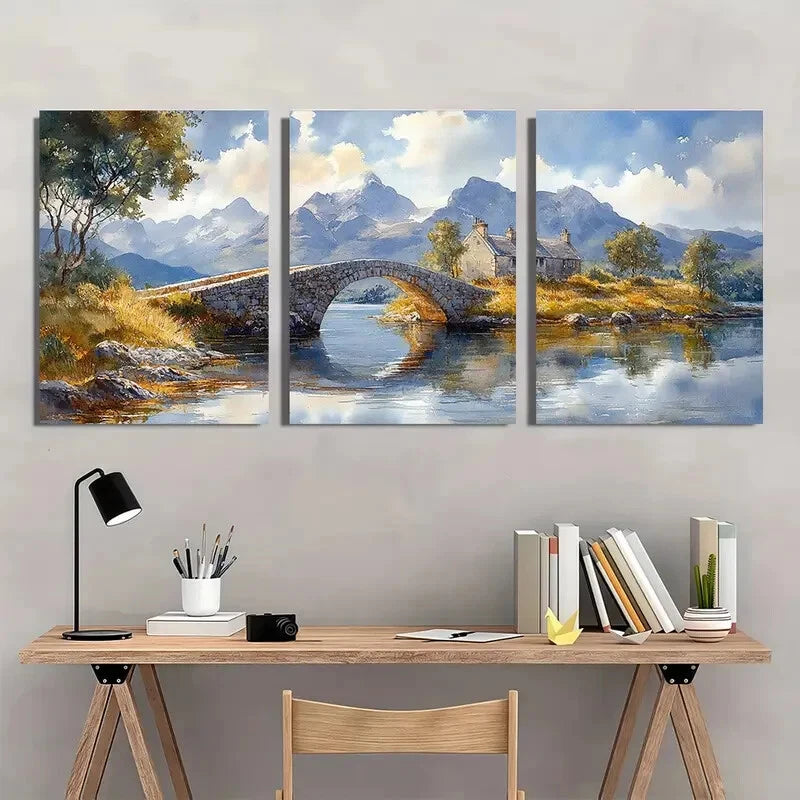3pcs Scotland Painting Watercolor Isle of Skye Metal Print Ready to Hang Art