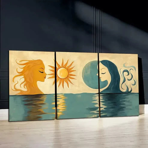 3pcs Art Depicting Goddess Of Celestial Bodies Canvas Framed 60x90cm - High Quality Print 100% Australian Made Wall Canvas Ready to Hang