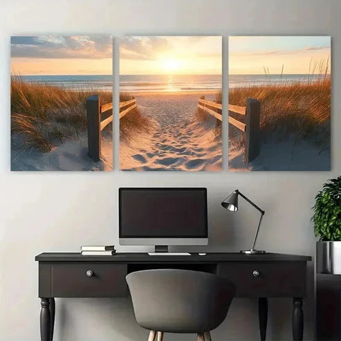 3pcs First State Mid-Atlantic Beach Perfect Wall Art Canvas Unframed – High Quality Print 100% Australian Made Wall Canvas