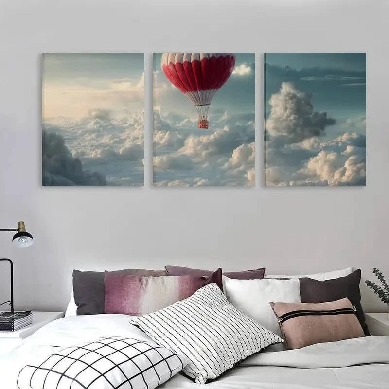 3pcs A Journey Above The Clouds, A Peaceful  Wall Art Set Canvas Framed 60x90cm - High Quality Print 100% Australian Made Wall Canvas Ready to Hang