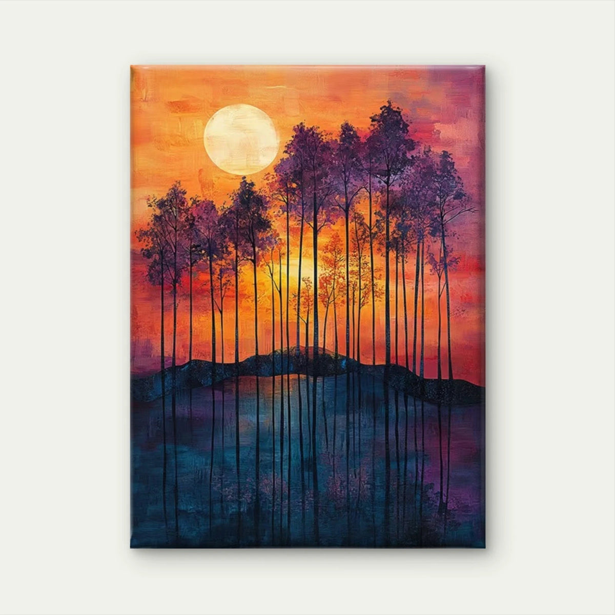 Vibrant Sunset & Trees Metal Print Ready to Hang