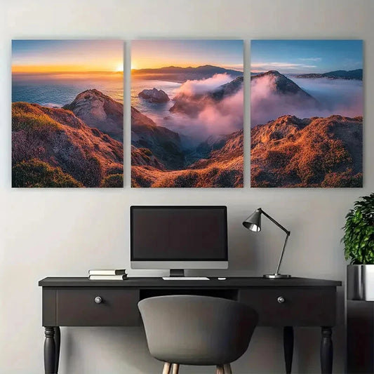 3pcs Marin County Sausalito Sunset Metal Print Ready to Hang Art