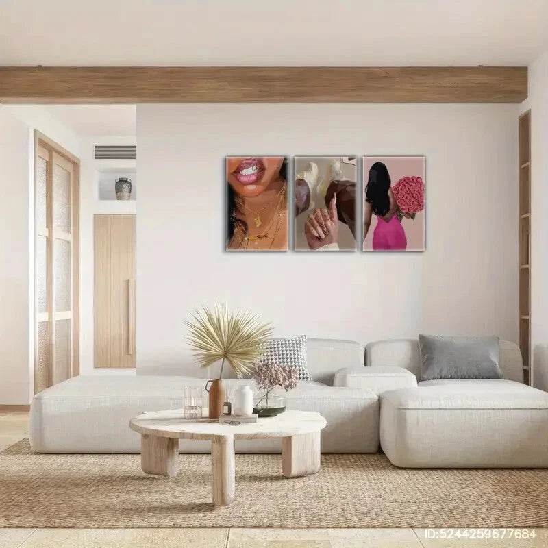 3pcs Aesthetics Fashion Luxury Art Poster Abstract Metal Print Ready to Hang