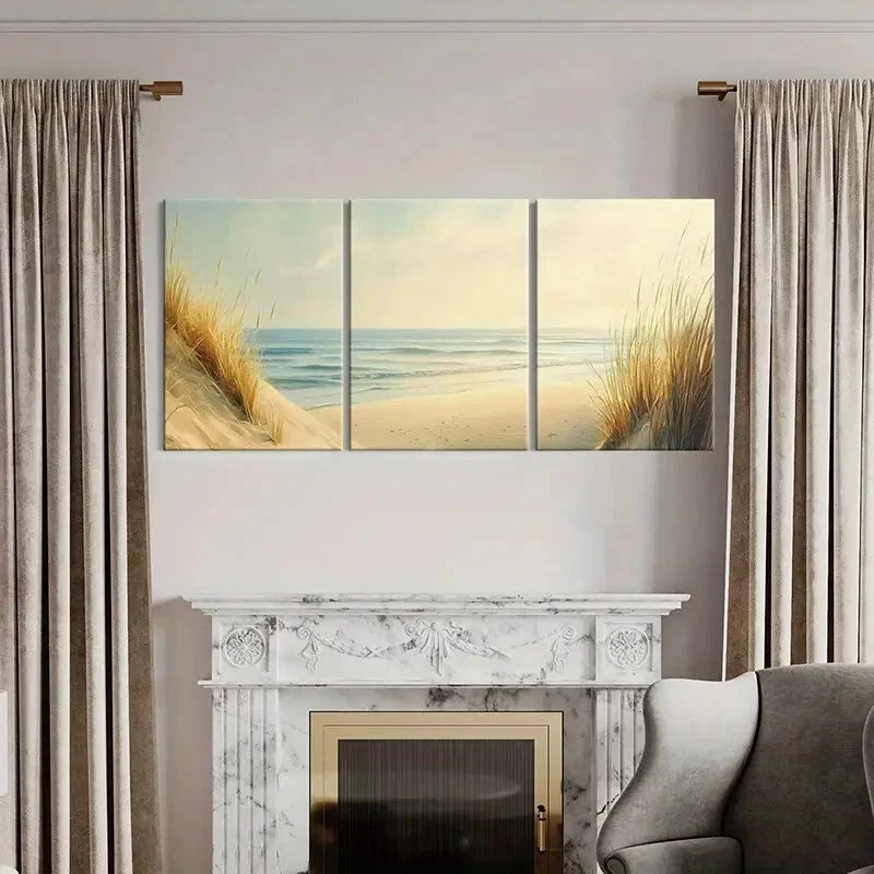3pcs Beach Sunset Coastal Landscape Ocean Waves Metal Print Ready to Hang Art