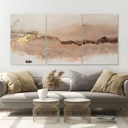 3pcs Pink & Gold Abstract Design Canvas Framed 40x60cm - High Quality Print 100% Australian Made Wall Canvas Ready to Hang