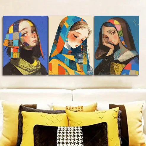 3pcs A woman Wall Art Set Canvas Unframed - High Quality Print 100% Australian Made Wall Canvas - Bella Home Decor