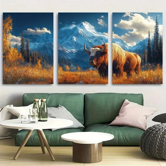 3pcs Denali is the Highest Mountain Peak Metal Print Ready to Hang Art