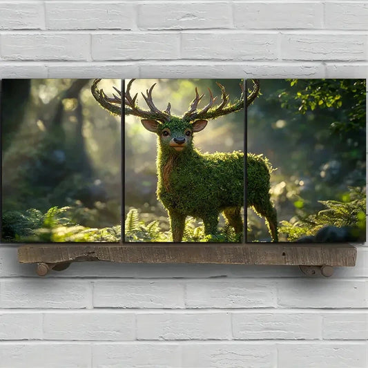 3pcs Deer in the Forest Nature Sunrise Metal Print Ready to Hang Art