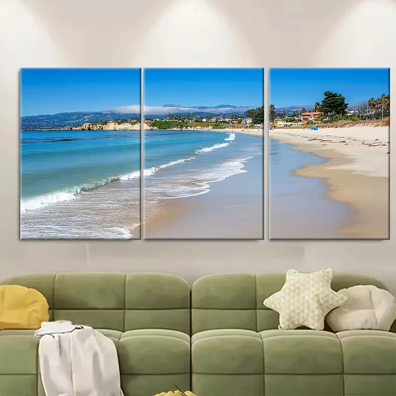 3pcs Cambrillo Beach Metal Print Ready to Hang Art
