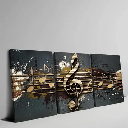 3pcs Flat Frame Abstract Music Symbol Wall Art Set Canvas Unframed - High Quality Print 100% Australian Made Wall Canvas