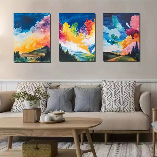 3pcs Showing Various Colors and Festive Metal Print Ready to Hang Art
