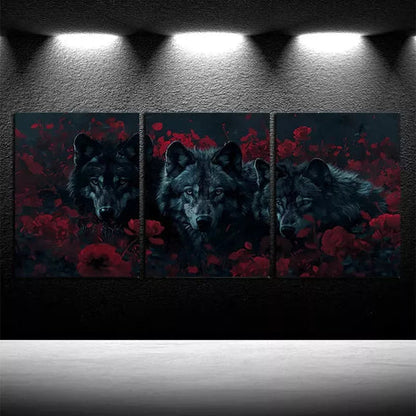 3pcs Wolf Family Canvas Framed  60x90cm - High Quality Print 100% Australian Made Wall Canvas Ready to Hang