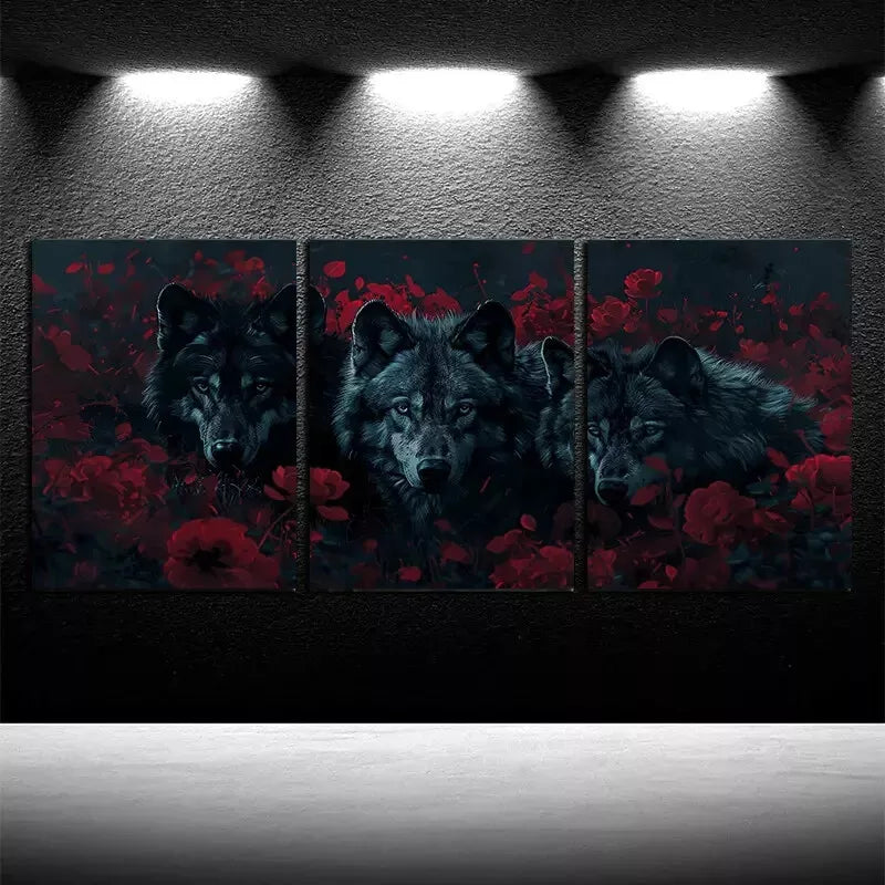 3pcs Wolf Family Canvas Framed 40x60cm - High Quality Print 100% Australian Made Wall Canvas Ready to Hang