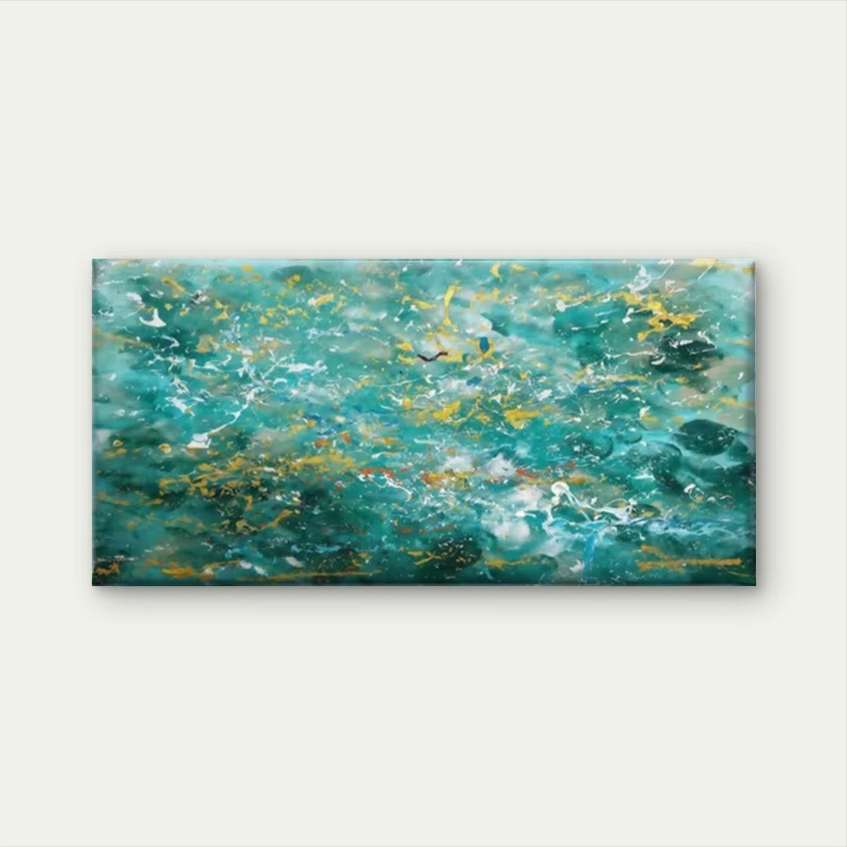 Abstract Teal Blue Green Wall Art Canvas Office Home Room Framed 120x60cm