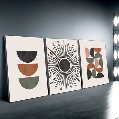3pcs Modern Mid-Century Abstract Art Wall Art Set Canvas Framed 40x60cm High Quality Print 100% Australian Made Wall Canvas Ready to Hang