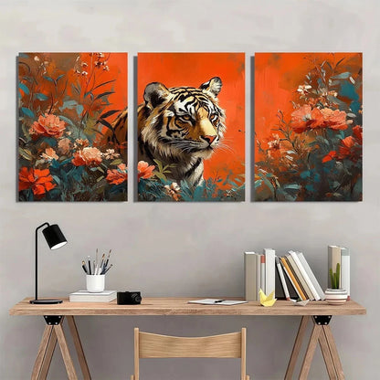 3pcs Matisse Floral Tiger Painting Animal Metal Print Ready to Hang Art