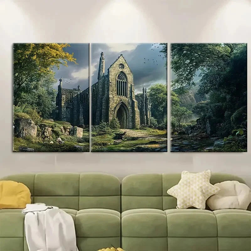 3pcs Yorkshire Dales Abbey Trail Travel Poster Metal Print Ready to Hang Art