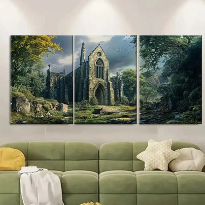 3pcs Yorkshire Dales Abbey Trail Travel Poster Metal Print Ready to Hang Art