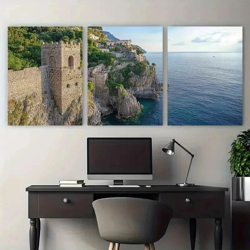 3pcs Minor Amalfi Italy Nature Perfect Wall Art Set Canvas Framed 40x60cm - High Quality Print 100% Australian Made Wall Canvas Ready to Hang