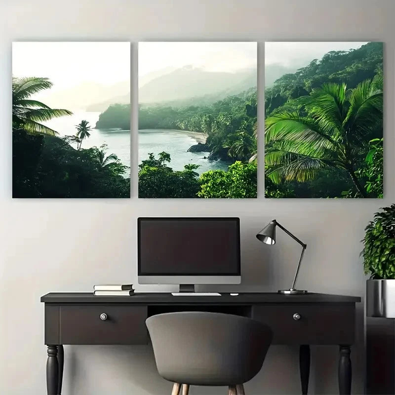 3pcs Corcovado National Park Travel Scenery Wall Art Set Canvas Framed 50x70cm - High Quality Print 100% Australian Made Wall Canvas Ready to Hang