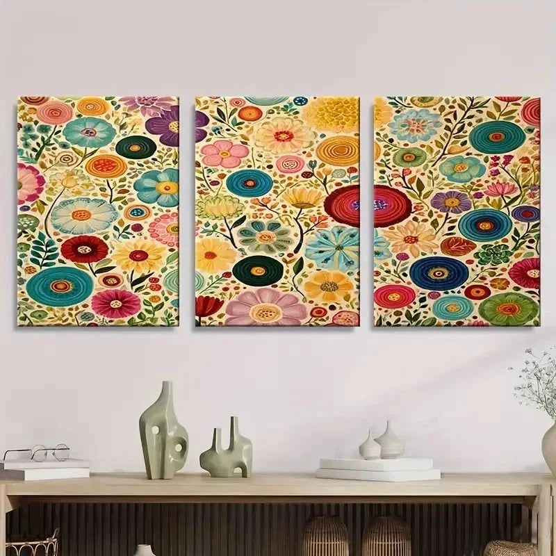 3pcs Whimsical Abstract Pattern Wall Art Set Canvas Framed 50x70cm - High Quality Print 100% Australian Made Wall Canvas Ready to Hang