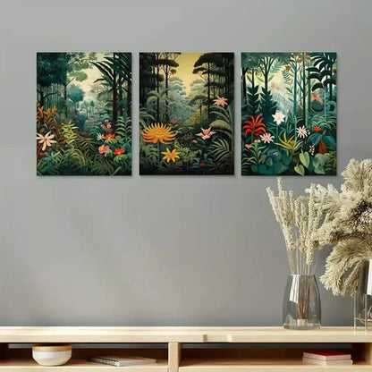 3pcs Flowers Trees and Tropical Forest Wall Art Set Canvas Unframed - High Quality Print 100% Australian Made Wall Canvas