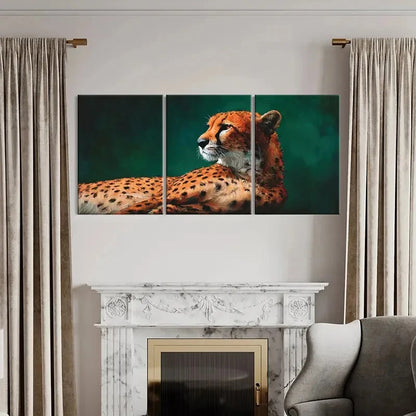 3pcs Artistic Cheetah Portrait Wildlife Art Metal Print Ready to Hang Art