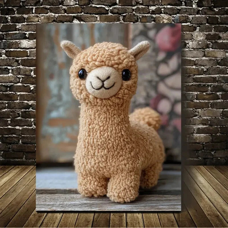 Beautiful Contemporary Alpaca Painting 40x60cm Metal Print Ready to Hang