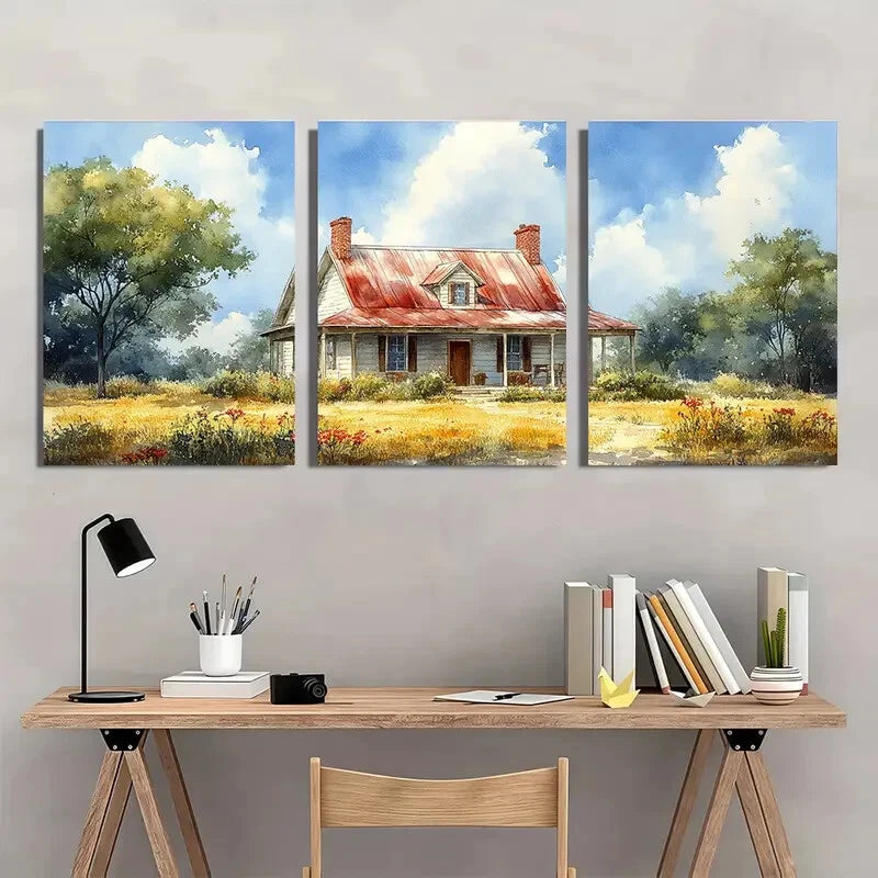 3pcs Vintage Rustic Farmhouse Metal Print Ready to Hang Art