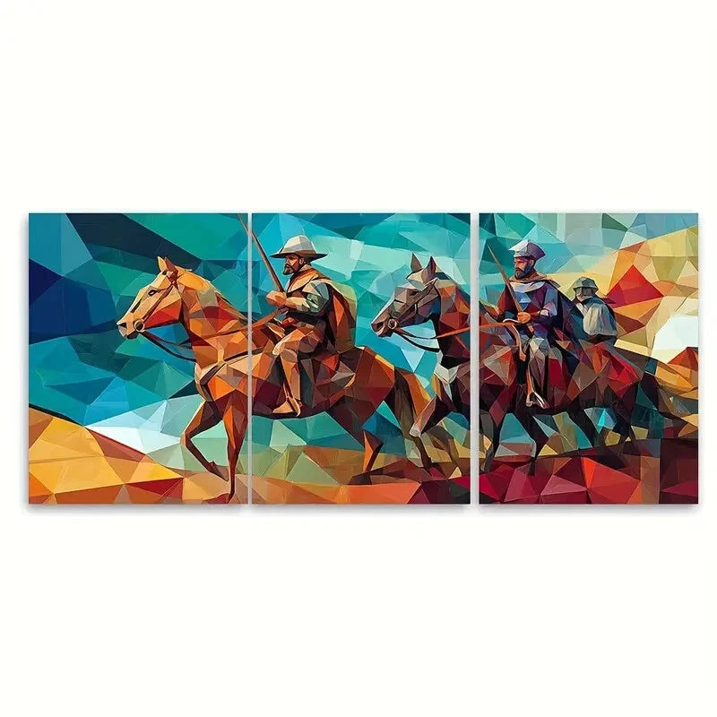 3pcs Don Quixote Illustration Pinus Radiata Metal Print Ready to Hang Art