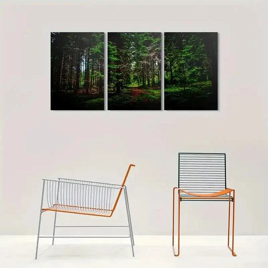 3pcs Forest Nature Pathway Painting Metal Print Ready to Hang Art