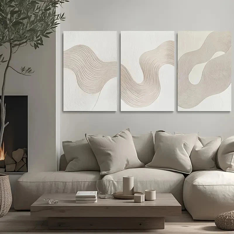 3pcs Abstract White Texture Design Metal Print Ready to Hang Art