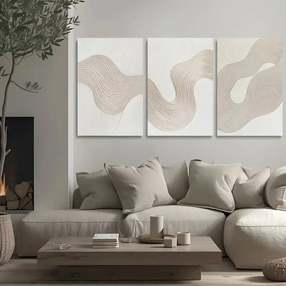 3pcs Abstract White Texture Design Metal Print Ready to Hang Art