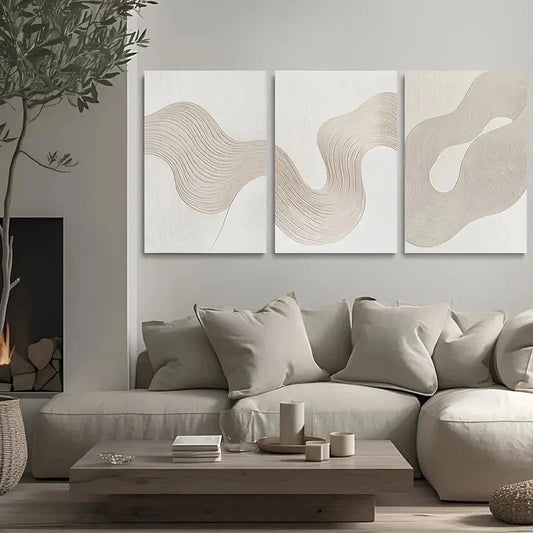 3pcs Abstract White Texture Design Metal Print Ready to Hang Art