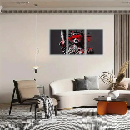3pcs Statue of Liberty Wearing a Blood-Stained Eye Metal Print Ready to Hang
