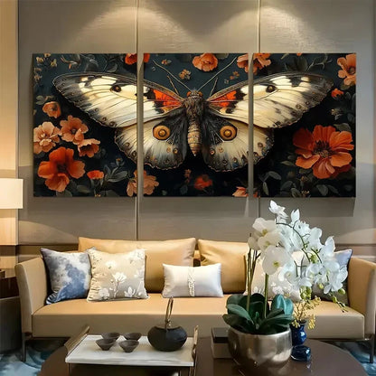 3pcs Witchy Academia Aesthetic Moth Design Metal Print Ready to Hang Art