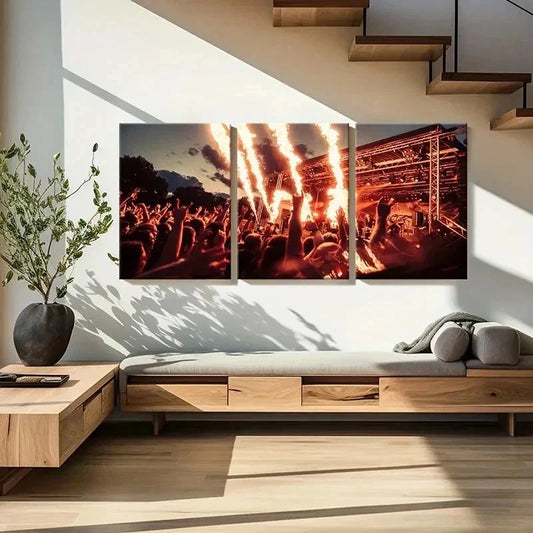 3pcs Band Performance Scene Decoration Wall Art Set Canvas Framed 40x60cm - High Quality Print 100% Australian Made Wall Canvas Ready to Hang